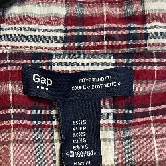 Gap Boyfriend Fit Heritage Poplin Warm Plaid Button Down Shirt Size XS - Picture 7 of 7